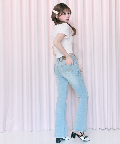 OLIVE des OLIVE（オリーブデオリーブ）の「【Belle Charme】Glitter Logo Crop Tee（Tシャツ/カットソー・レディース・ブラック/オフホワイト/ピンク・FREE）」の4枚目の写真