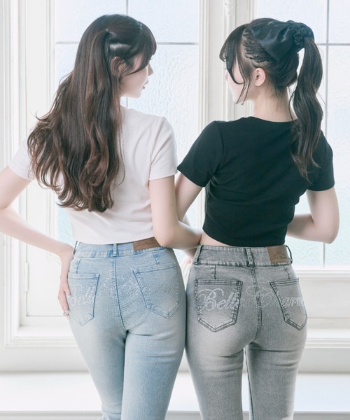 OLIVE des OLIVE（オリーブデオリーブ）の「【Belle Charme】Glitter Logo Crop Tee（Tシャツ/カットソー・レディース・ブラック/オフホワイト/ピンク・FREE）」の11枚目の写真