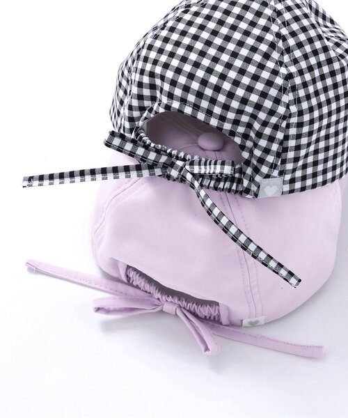 apres les cours(アプレレクール)の「【UVカット/接触冷感】後ろリボンロゴ刺繍キャップ(キャップ・キッズ・ラベンダー/チェック・58/54/50)」の8枚目の写真