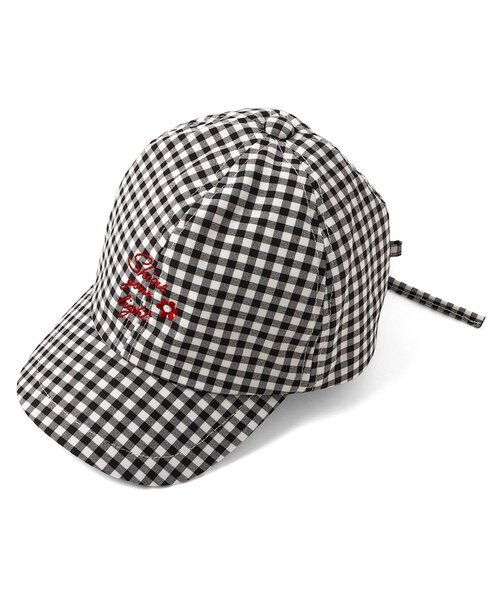 apres les cours(アプレレクール)の「【UVカット/接触冷感】後ろリボンロゴ刺繍キャップ(キャップ・キッズ・ラベンダー/チェック・58/54/50)」の3枚目の写真