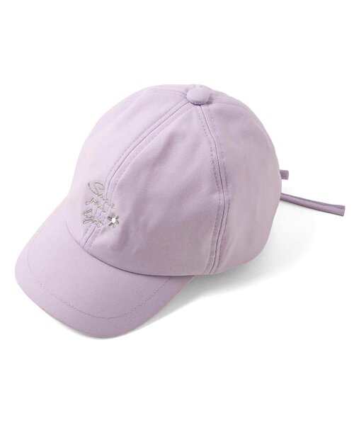 apres les cours(アプレレクール)の「【UVカット/接触冷感】後ろリボンロゴ刺繍キャップ(キャップ・キッズ・ラベンダー/チェック・58/54/50)」の4枚目の写真