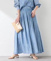 La boutique BonBon | 【程よいカジュアル】シアーデニムギャザーロングスカート(デニムスカート)