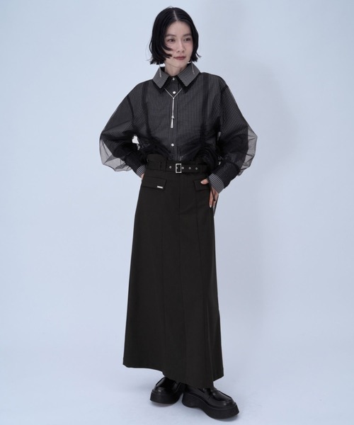 HARE（ハレ）の「CLEAR TEXTUREキリカエナロースカート(HARE)（スカート・レディース・ブラック/ブラウン/ライトグレー・FREE）」の10枚目の写真