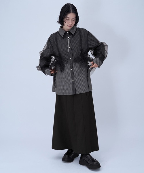 HARE（ハレ）の「CLEAR TEXTUREキリカエナロースカート(HARE)（スカート・レディース・ブラック/ブラウン/ライトグレー・FREE）」の8枚目の写真