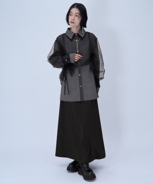 HARE（ハレ）の「CLEAR TEXTUREキリカエナロースカート(HARE)（スカート・レディース・ブラック/ブラウン/ライトグレー・FREE）」の9枚目の写真