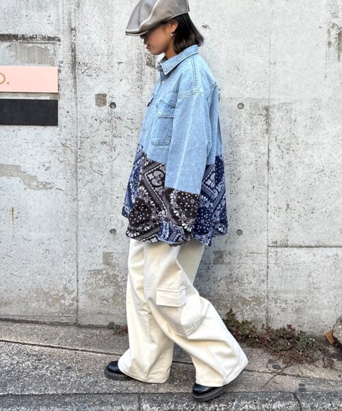 SOUNDSGOOOOD(サウンズグッド)の「【SOUNDS GOOOOD】バンダナ切り替えデニムシャツ(シャツ/ブラウス・レディース・インディゴブルー・ONE SIZE)」の10枚目の写真