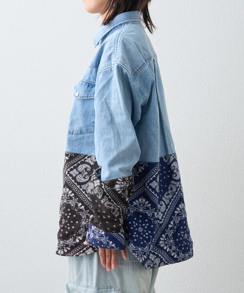SOUNDSGOOOOD(サウンズグッド)の「【SOUNDS GOOOOD】バンダナ切り替えデニムシャツ(シャツ/ブラウス・レディース・インディゴブルー・ONE SIZE)」の12枚目の写真