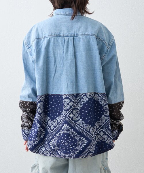 SOUNDSGOOOOD(サウンズグッド)の「【SOUNDS GOOOOD】バンダナ切り替えデニムシャツ(シャツ/ブラウス・レディース・インディゴブルー・ONE SIZE)」の13枚目の写真