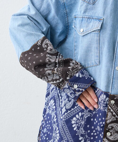 SOUNDSGOOOOD(サウンズグッド)の「【SOUNDS GOOOOD】バンダナ切り替えデニムシャツ(シャツ/ブラウス・レディース・インディゴブルー・ONE SIZE)」の15枚目の写真