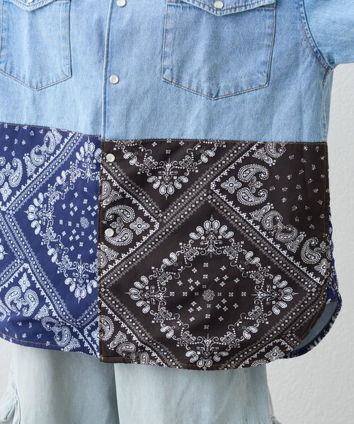 SOUNDSGOOOOD(サウンズグッド)の「【SOUNDS GOOOOD】バンダナ切り替えデニムシャツ(シャツ/ブラウス・レディース・インディゴブルー・ONE SIZE)」の16枚目の写真