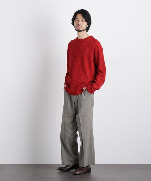 NANO universe(ナノユニバース)の「ハイツイストテクスチャーニット(ニット/セーター・メンズ・オフホワイト/レッド/サックスブルー/ブラック・L/M/S)」の14枚目の写真