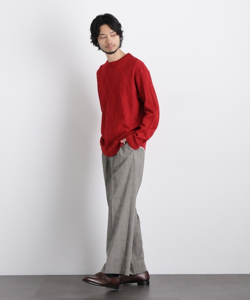 NANO universe(ナノユニバース)の「ハイツイストテクスチャーニット(ニット/セーター・メンズ・オフホワイト/レッド/サックスブルー/ブラック・L/M/S)」の15枚目の写真