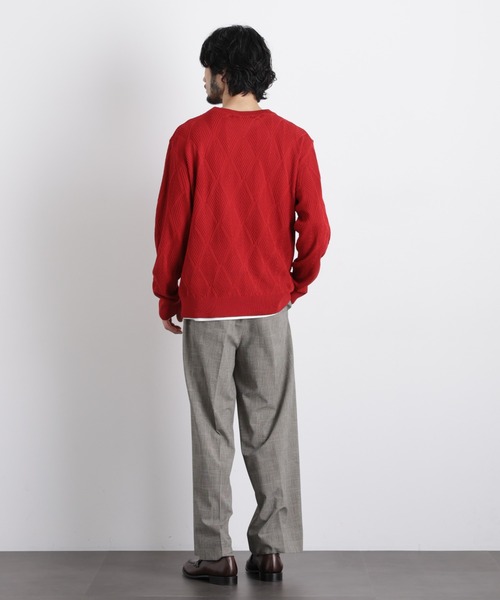 NANO universe(ナノユニバース)の「ハイツイストテクスチャーニット(ニット/セーター・メンズ・オフホワイト/レッド/サックスブルー/ブラック・L/M/S)」の16枚目の写真