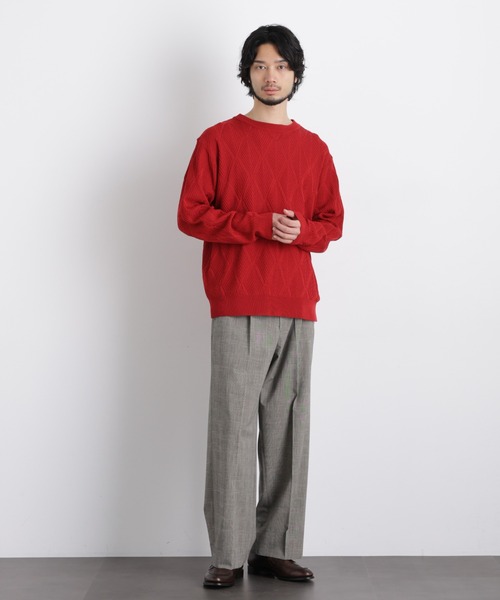 NANO universe(ナノユニバース)の「ハイツイストテクスチャーニット(ニット/セーター・メンズ・オフホワイト/レッド/サックスブルー/ブラック・L/M/S)」の13枚目の写真