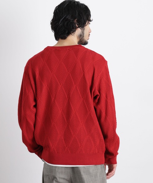 NANO universe(ナノユニバース)の「ハイツイストテクスチャーニット(ニット/セーター・メンズ・オフホワイト/レッド/サックスブルー/ブラック・L/M/S)」の12枚目の写真