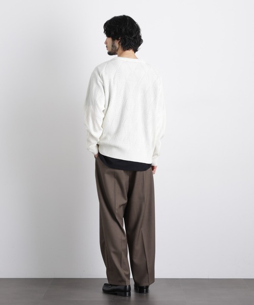 NANO universe(ナノユニバース)の「ハイツイストテクスチャーニット(ニット/セーター・メンズ・オフホワイト/レッド/サックスブルー/ブラック・L/M/S)」の10枚目の写真