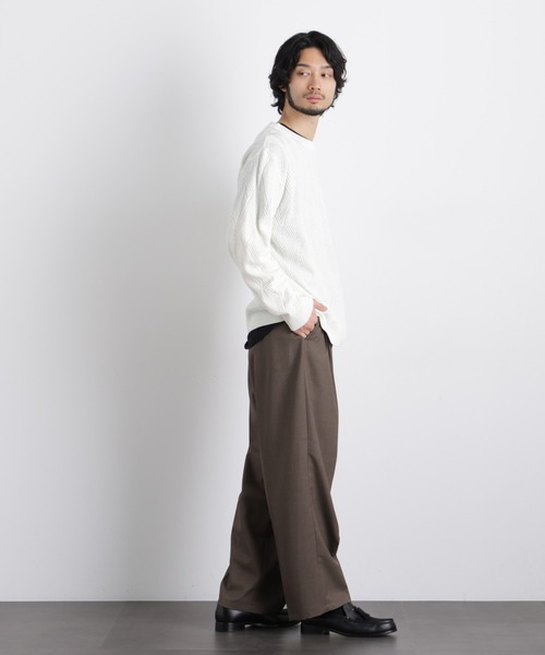 NANO universe(ナノユニバース)の「ハイツイストテクスチャーニット(ニット/セーター・メンズ・オフホワイト/レッド/サックスブルー/ブラック・L/M/S)」の9枚目の写真