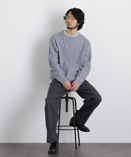 NANO universe(ナノユニバース)の「ハイツイストテクスチャーニット(ニット/セーター・メンズ・オフホワイト/レッド/サックスブルー/ブラック・L/M/S)」の22枚目の写真