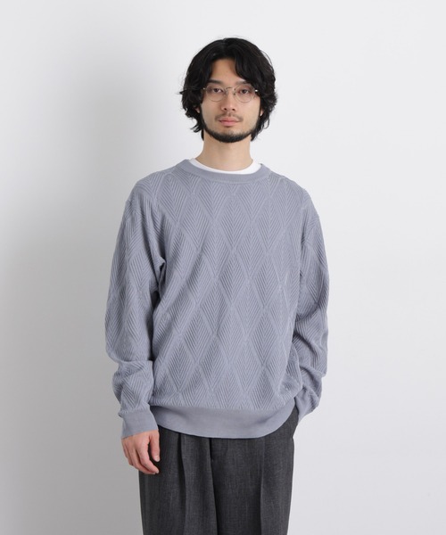 NANO universe(ナノユニバース)の「ハイツイストテクスチャーニット(ニット/セーター・メンズ・オフホワイト/レッド/サックスブルー/ブラック・L/M/S)」の18枚目の写真