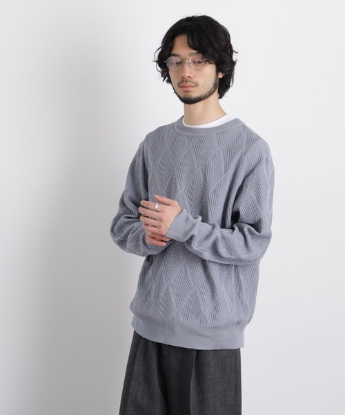 NANO universe(ナノユニバース)の「ハイツイストテクスチャーニット(ニット/セーター・メンズ・オフホワイト/レッド/サックスブルー/ブラック・L/M/S)」の19枚目の写真