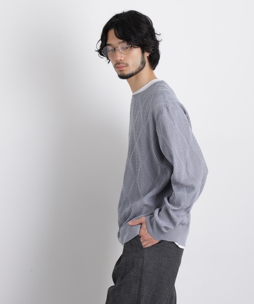 NANO universe(ナノユニバース)の「ハイツイストテクスチャーニット(ニット/セーター・メンズ・オフホワイト/レッド/サックスブルー/ブラック・L/M/S)」の20枚目の写真