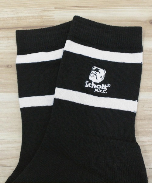 schott(ショット)の「HIGT-SOCKS STENCIL BULLDOG/2足セット(ソックス/靴下・メンズ・ブラック×グレー・FREE)」の4枚目の写真