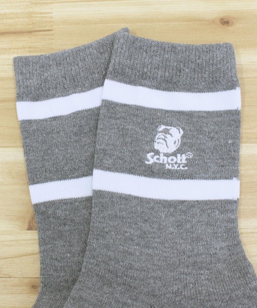 schott(ショット)の「HIGT-SOCKS STENCIL BULLDOG/2足セット(ソックス/靴下・メンズ・ブラック×グレー・FREE)」の5枚目の写真