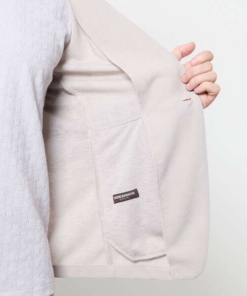 HIDEAWAYS NICOLE（ハイダウェイニコル）の「ヘリンボンジャカード　ノーカラージャケット（ノーカラージャケット・メンズ・ブラック/ライトグレー・M/L/XL）」の11枚目の写真