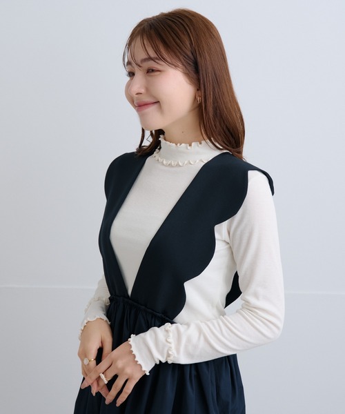 Neige(ネージュ)の「スカラップタフタ切替ジャンパースカート(ジャンパースカート・レディース・ネイビー/ブラック・ONE SIZE)」の12枚目の写真