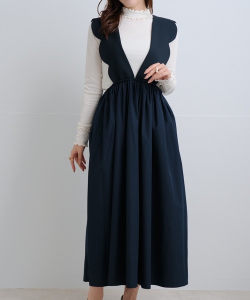Neige(ネージュ)の「スカラップタフタ切替ジャンパースカート(ジャンパースカート・レディース・ネイビー/ブラック・ONE SIZE)」の16枚目の写真