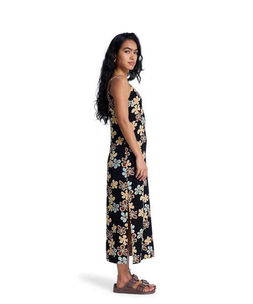 ROXY(ロキシー)の「ROXY ウィメンズ STAY SUNNY SLIP DRESS ワンピース 【2026年春夏モデル】/ロキシー花柄サイドスリットワンピース(ワンピース・レディース・ブラック・SMALL/MEDIUM)」の4枚目の写真
