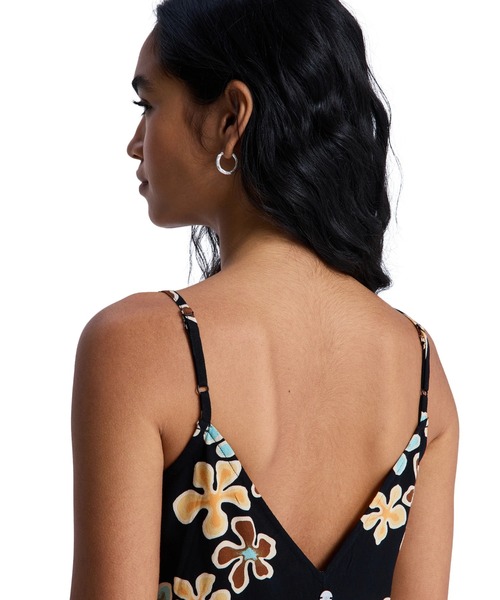 ROXY(ロキシー)の「ROXY ウィメンズ STAY SUNNY SLIP DRESS ワンピース 【2026年春夏モデル】/ロキシー花柄サイドスリットワンピース(ワンピース・レディース・ブラック・SMALL/MEDIUM)」の5枚目の写真