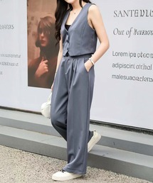 Flolia（フロリア）の「ピンストライプ ジレ ワイドパンツ セットアップ きれいめ フォーマル スーツ ビジネス オフィス（セットアップ）」