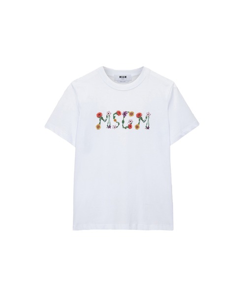 MSGM(エムエスジーエム)の「MSGM FLOWER エンブロイダリーロゴTシャツ(Tシャツ/カットソー・レディース・ブラック/ホワイト・S/M)」の2枚目の写真