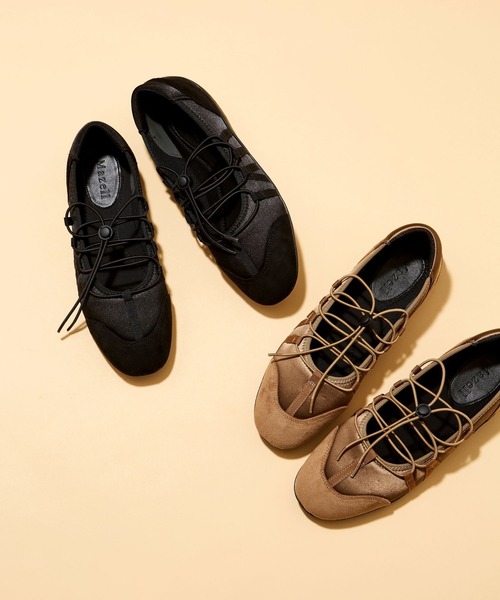 BARNYARDSTORM（バンヤードストーム）の「BARNYARDSTORM / コードサテンバレエスニーカー【一部店舗限定】（スニーカー・レディース・ブラウン/ブラック・LL/L/M/S）」の4枚目の写真