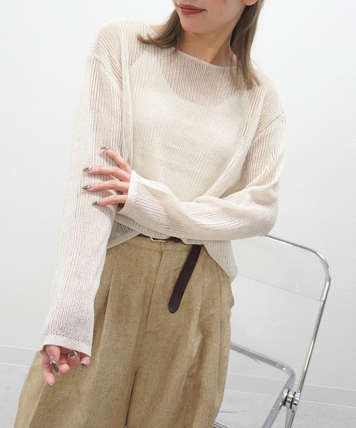 gossara(ゴサラ)の「【シアー感が魅力】キャミ付きシアーニット(ニット/セーター・レディース・グレー/チャコールグレー/ベージュ/スミクロ・FREE)」の9枚目の写真