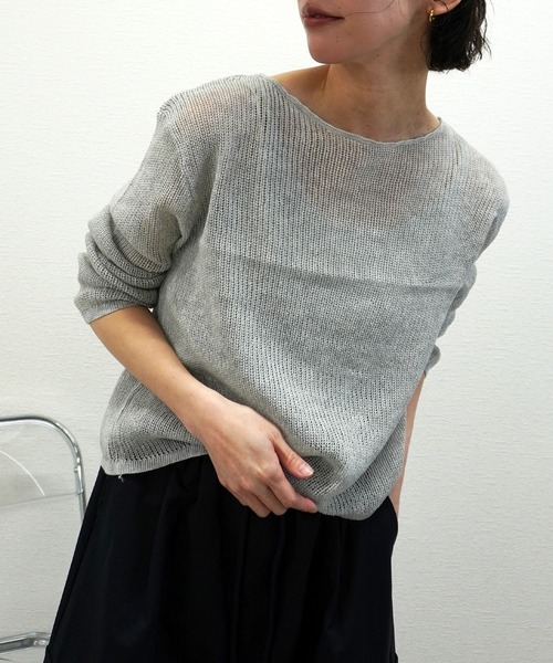 gossara(ゴサラ)の「【シアー感が魅力】キャミ付きシアーニット(ニット/セーター・レディース・グレー/チャコールグレー/ベージュ/スミクロ・FREE)」の15枚目の写真