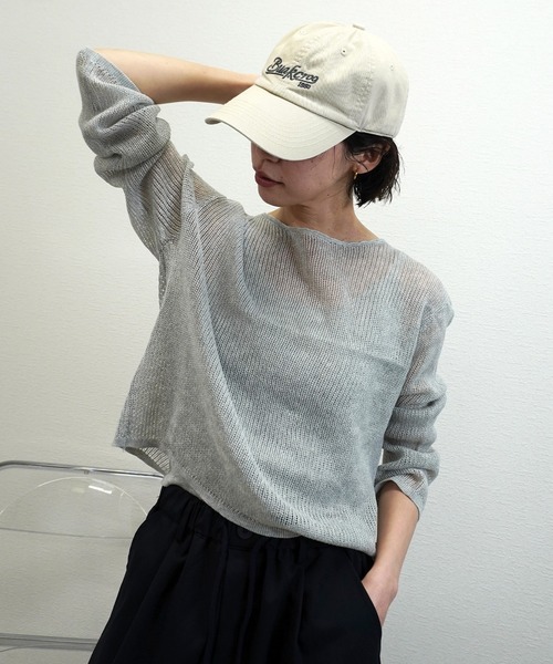 gossara(ゴサラ)の「【シアー感が魅力】キャミ付きシアーニット(ニット/セーター・レディース・グレー/チャコールグレー/ベージュ/スミクロ・FREE)」の16枚目の写真