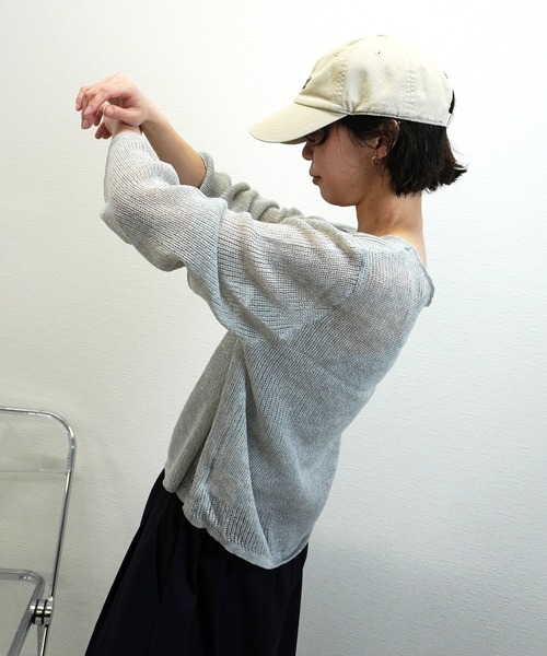 gossara(ゴサラ)の「【シアー感が魅力】キャミ付きシアーニット(ニット/セーター・レディース・グレー/チャコールグレー/ベージュ/スミクロ・FREE)」の18枚目の写真