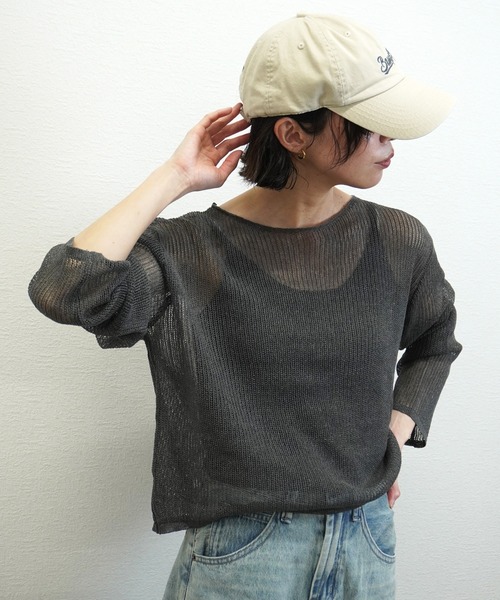gossara(ゴサラ)の「【シアー感が魅力】キャミ付きシアーニット(ニット/セーター・レディース・グレー/チャコールグレー/ベージュ/スミクロ・FREE)」の22枚目の写真