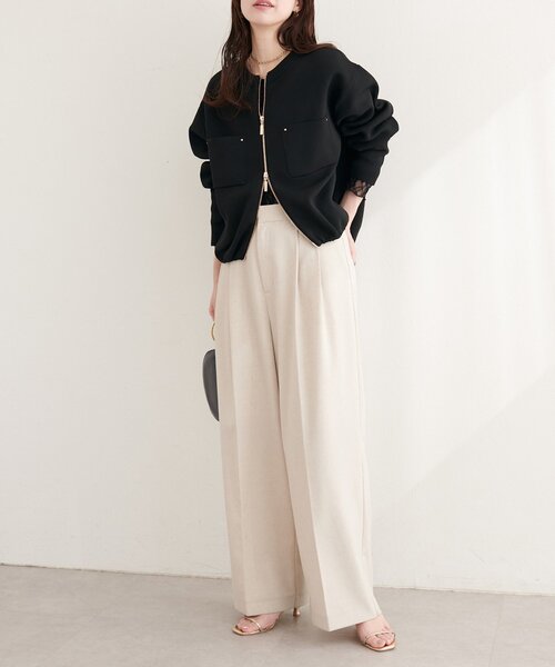 natural couture(ナチュラルクチュール)の「ニットジップブルゾン(ブルゾン・レディース・オフホワイト/ベージュ/ブラック/サックスブルー・FREE)」の13枚目の写真