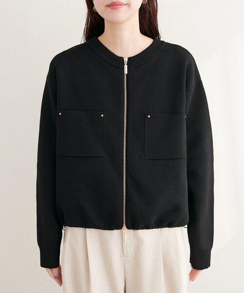 natural couture(ナチュラルクチュール)の「ニットジップブルゾン(ブルゾン・レディース・オフホワイト/ベージュ/ブラック/サックスブルー・FREE)」の14枚目の写真