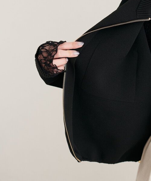 natural couture(ナチュラルクチュール)の「ニットジップブルゾン(ブルゾン・レディース・オフホワイト/ベージュ/ブラック/サックスブルー・FREE)」の19枚目の写真