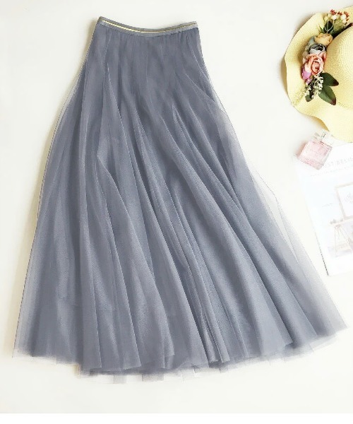 AMELY（エミリー）の「チュール ロングスカート（スカート・レディース・グレー/ピンク/ブラック/ベージュ・フリー）」の3枚目の写真