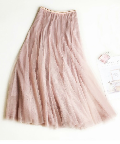 AMELY（エミリー）の「チュール ロングスカート（スカート・レディース・グレー/ピンク/ブラック/ベージュ・フリー）」の4枚目の写真