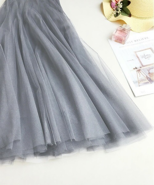 AMELY（エミリー）の「チュール ロングスカート（スカート・レディース・グレー/ピンク/ブラック/ベージュ・フリー）」の6枚目の写真