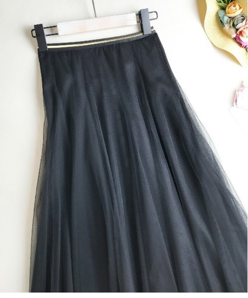 AMELY（エミリー）の「チュール ロングスカート（スカート・レディース・グレー/ピンク/ブラック/ベージュ・フリー）」の7枚目の写真