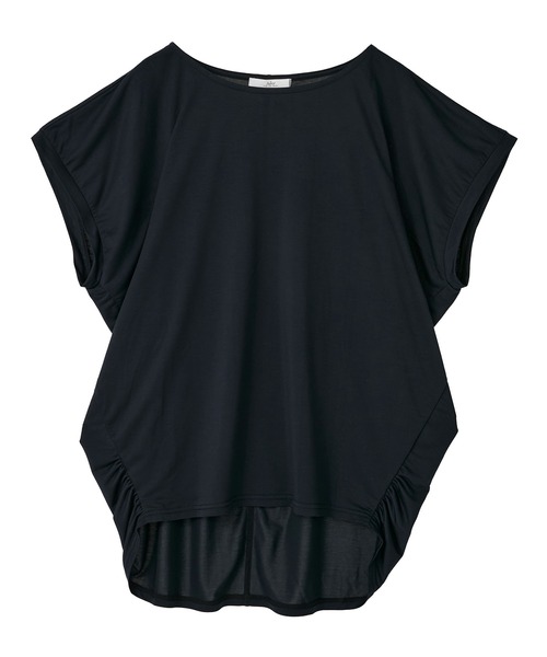 Julier Yoga and Relax（ジュリエヨガアンドリラックス）の「Julier マイクロ天竺ドレープトップス（Tシャツ/カットソー・レディース・ブラック/ホワイト/ライトブルーグレー・FREE）」の9枚目の写真