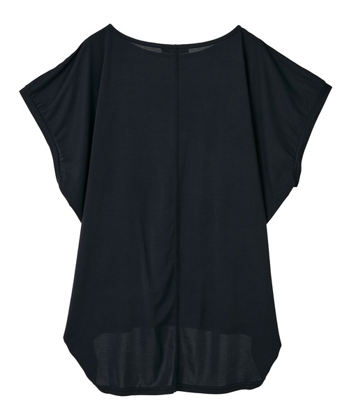 Julier Yoga and Relax（ジュリエヨガアンドリラックス）の「Julier マイクロ天竺ドレープトップス（Tシャツ/カットソー・レディース・ブラック/ホワイト/ライトブルーグレー・FREE）」の10枚目の写真