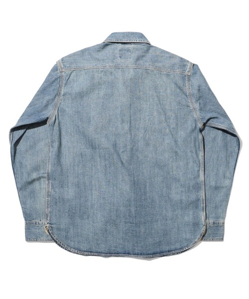HOUSTON(ヒューストン)の「HOUSTON ヒューストン USA COTTON DENIM WORK SHIRT USAコットン デニム ワークシャツ(シャツ/ブラウス・メンズ・ライトインディゴブルー/ワンウォッシュ/インディゴブルー・XL/L/M)」の6枚目の写真